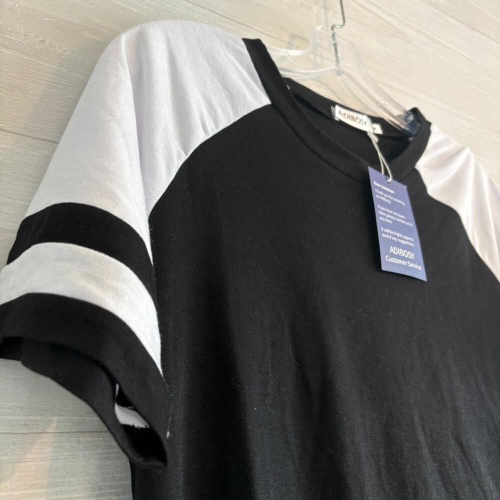 Adibosy Women's Short Sleeve Top, Color Block T Shirt Casual M - Picture 2 of 4